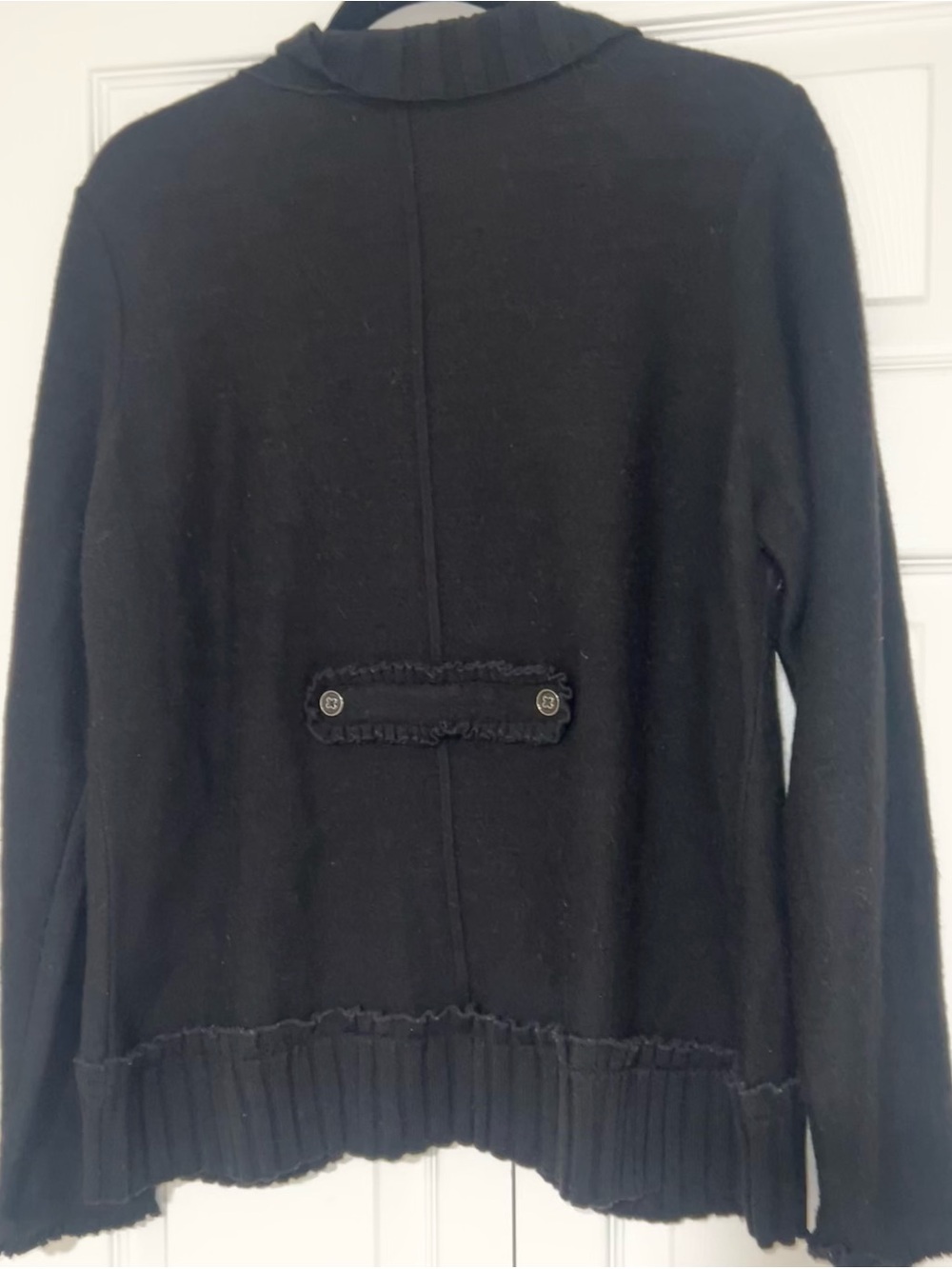 Max Studio Black Ruffle-Edge Button Cardigan - Picture 4 of 5